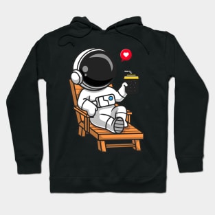 Cute Astronaut on Beach Bench With Juice Cartoon Hoodie